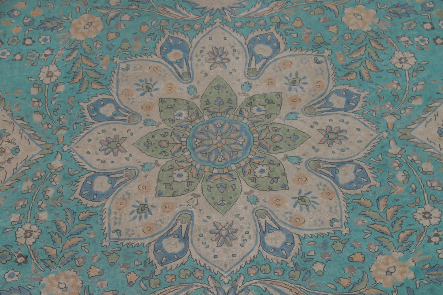 Turquoise Blue Tabriz Persian Area Rug 10x13