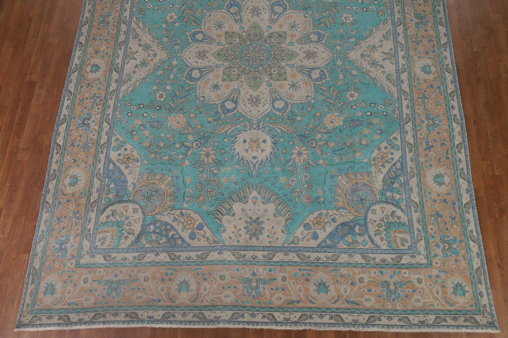 Turquoise Blue Tabriz Persian Area Rug 10x13