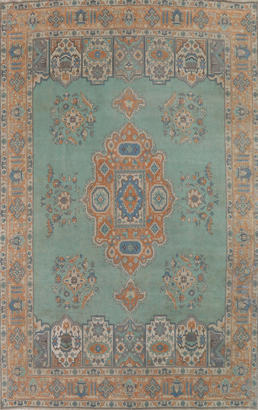 Turquoise Wool Tabriz Persian Area Rug 10x13