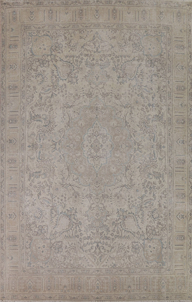 Muted Distressed Tabriz Persian Area Rug 9x13