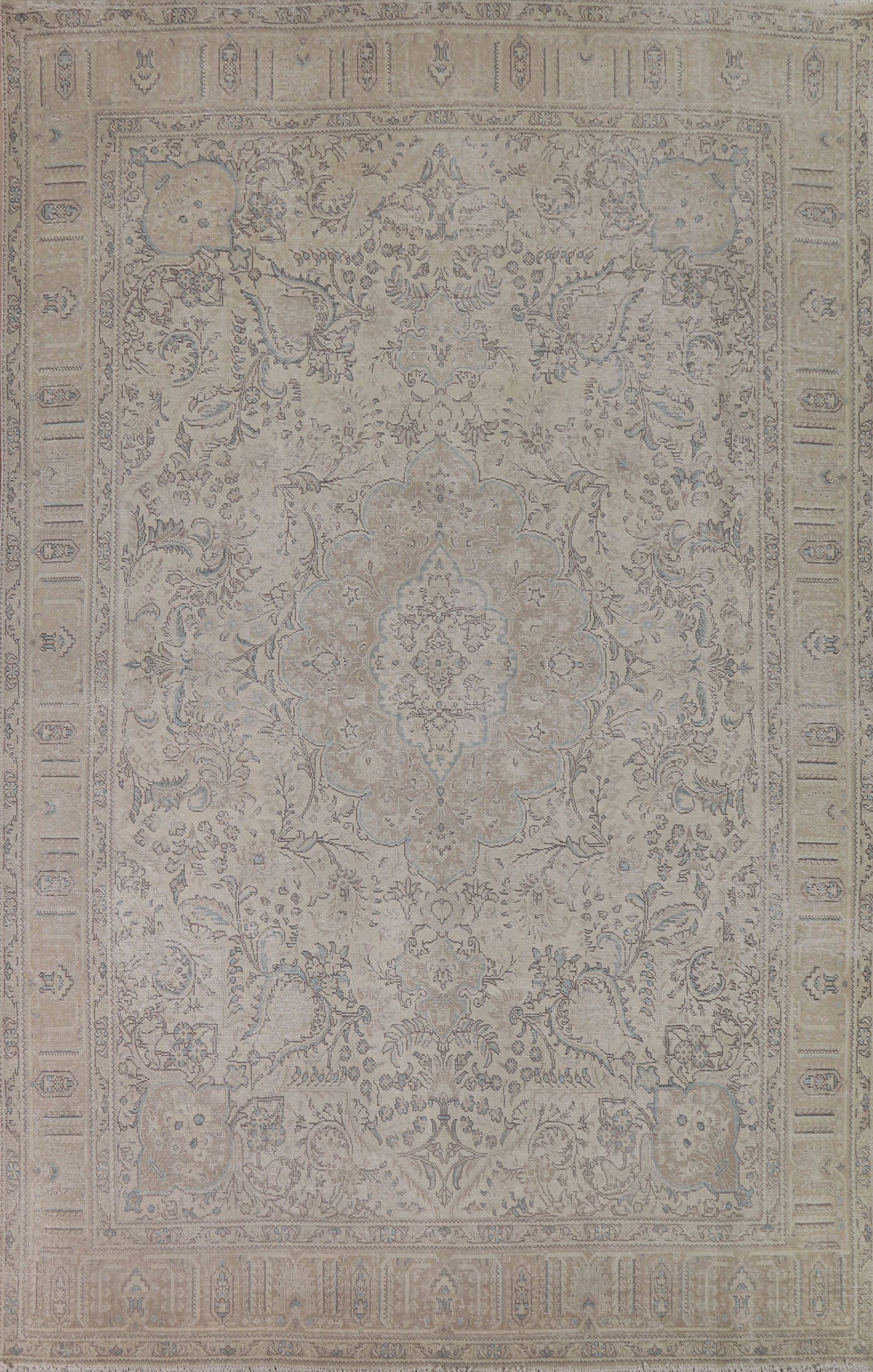 Muted Distressed Tabriz Persian Area Rug 9x13