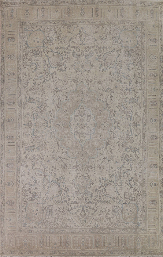 Muted Distressed Tabriz Persian Area Rug 9x13