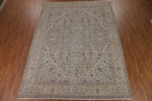 Geometric Distressed Tabriz Persian Area Rug 10x13