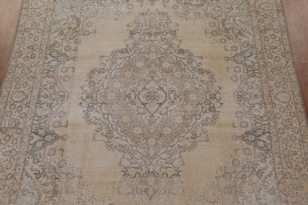 Wool Distressed Tabriz Persian Area Rug 9x13