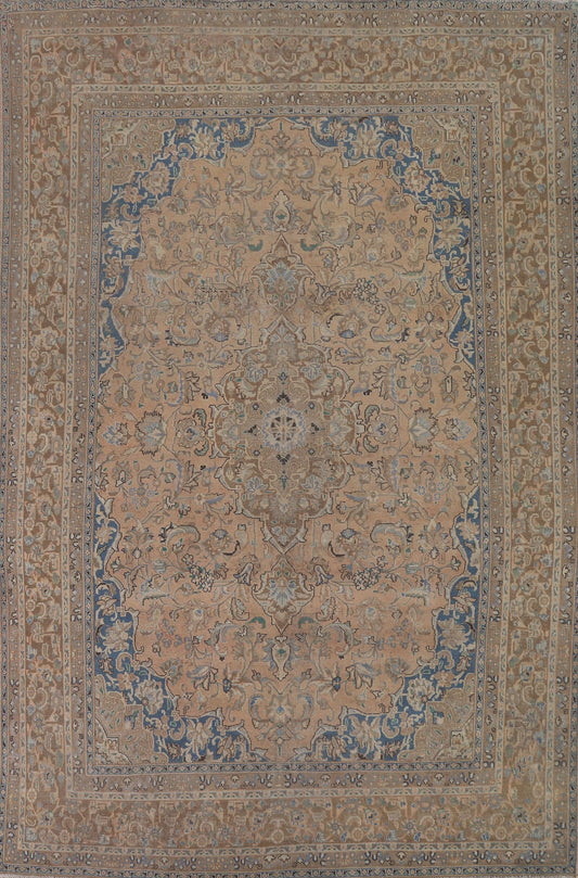 Distressed Mashad Persian Area Rug 9x12