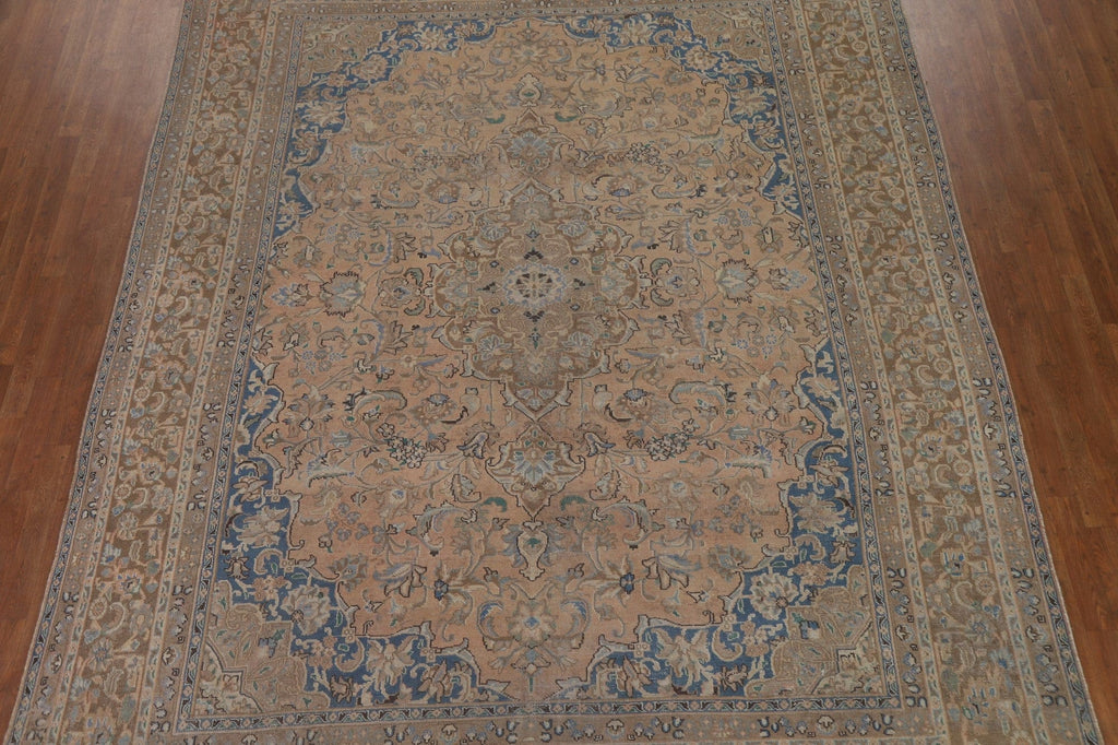 Distressed Mashad Persian Area Rug 9x12