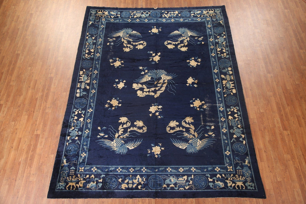 Navy Blue Art Deco Nichols Oriental Area Rug 9x11