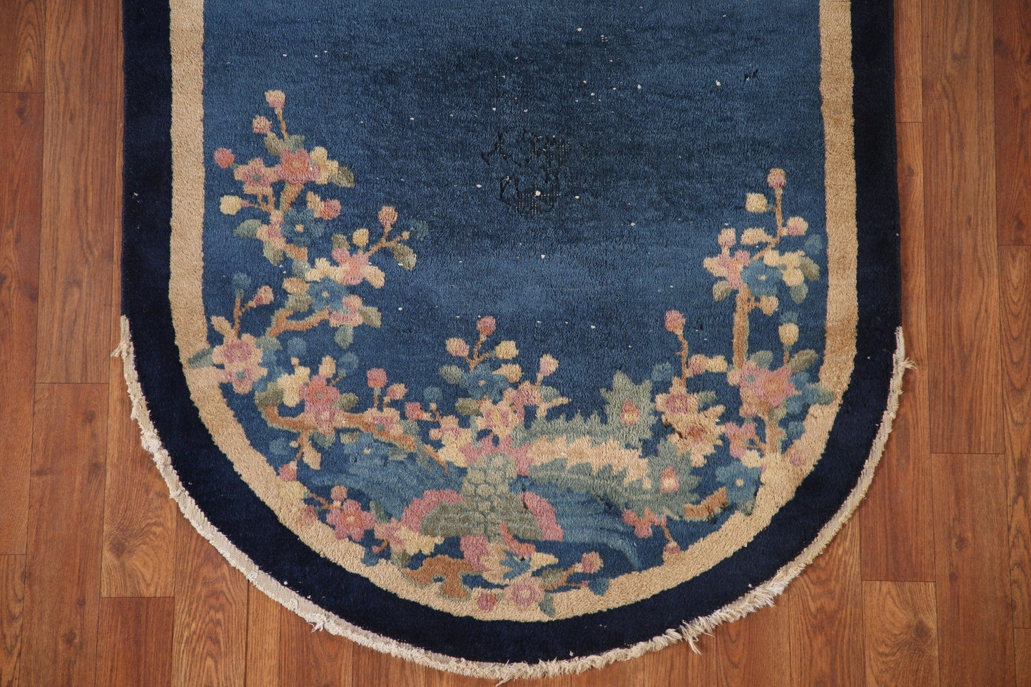 Blue Floral Art Deco Nichols Oval Area Rug 3x5