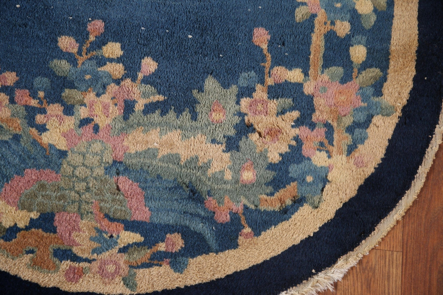 Blue Floral Art Deco Nichols Oval Area Rug 3x5