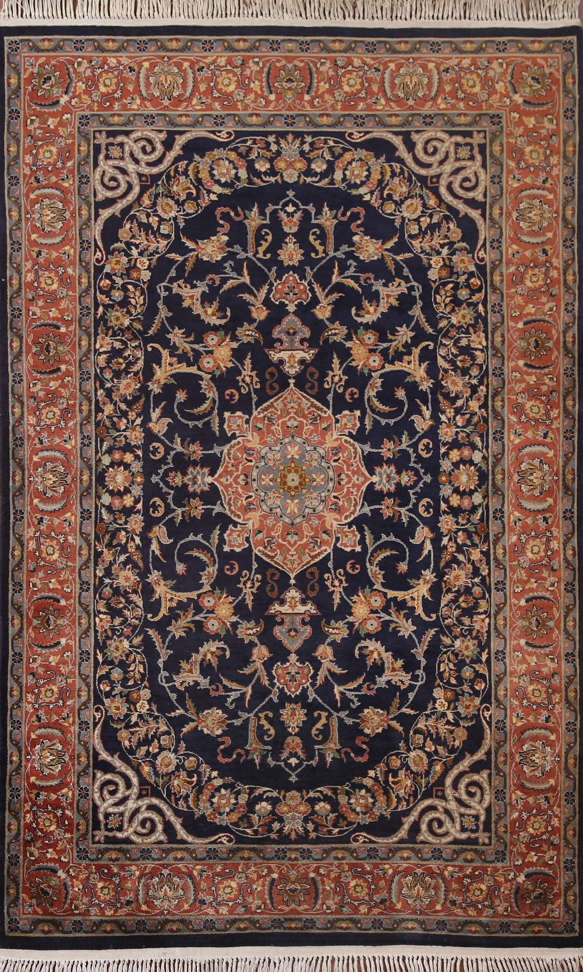 Vegetable Dye Kashan Persian Area Rug 5x7