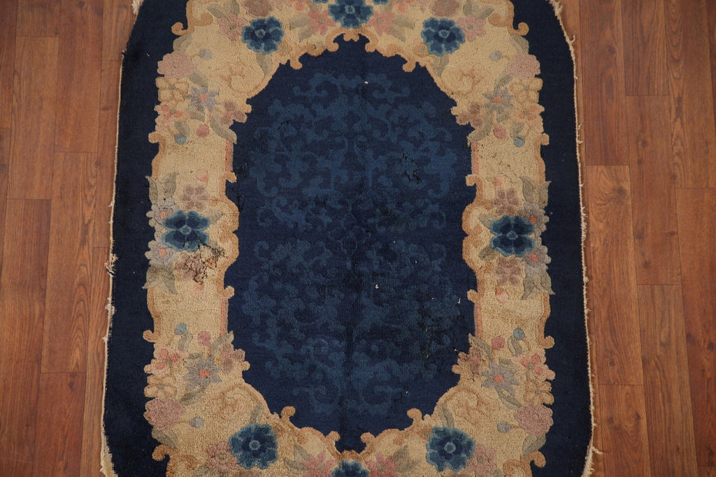 Antique Art Deco Nichols Oval Vegetable Dye Rug 3x5