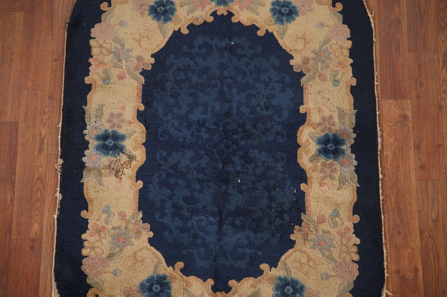 Antique Art Deco Nichols Oval Vegetable Dye Rug 3x5