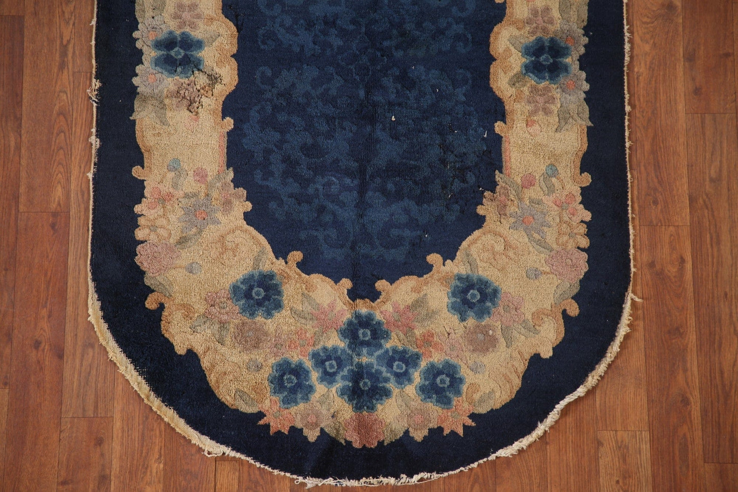 Antique Art Deco Nichols Oval Vegetable Dye Rug 3x5