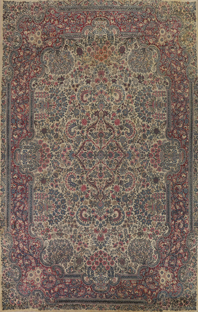 Antique Kerman Lavar Vegetable Dye Persian Rug 9x12