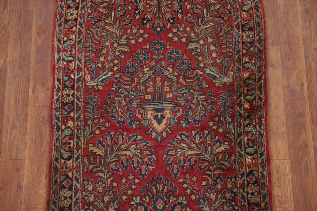 Antique Floral Sarouk Vegetable Dye Persian Rug 3x9