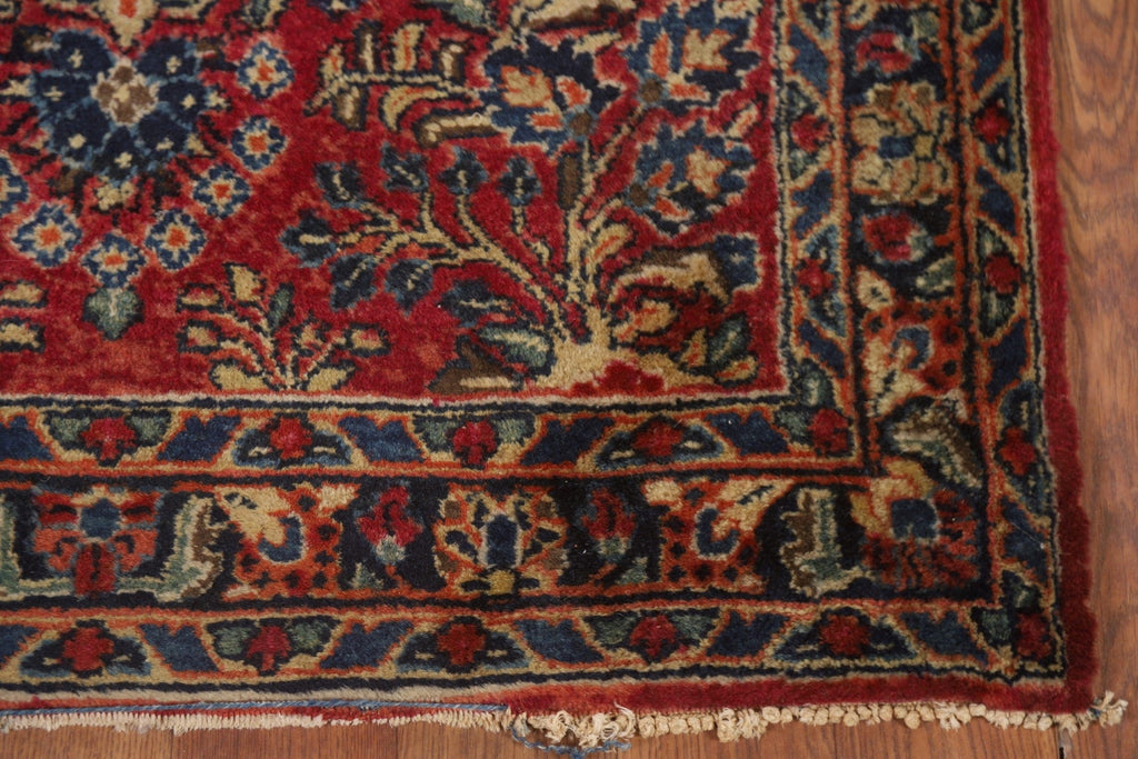 Antique Floral Sarouk Vegetable Dye Persian Rug 3x9