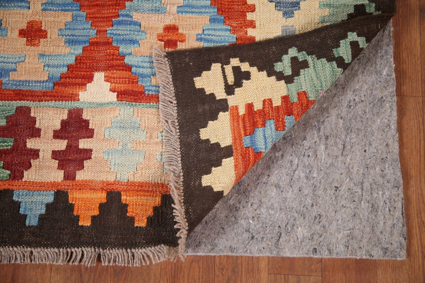 Geometric Kilim Reversible Wool Area Rug 5x6