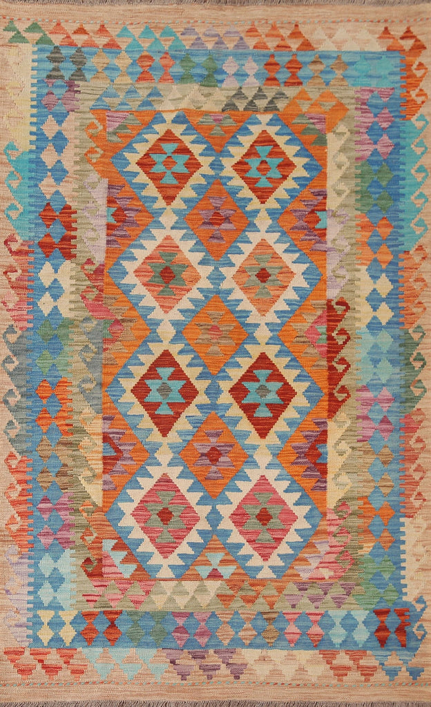 Kilim Reversible Wool Area Rug 4x6