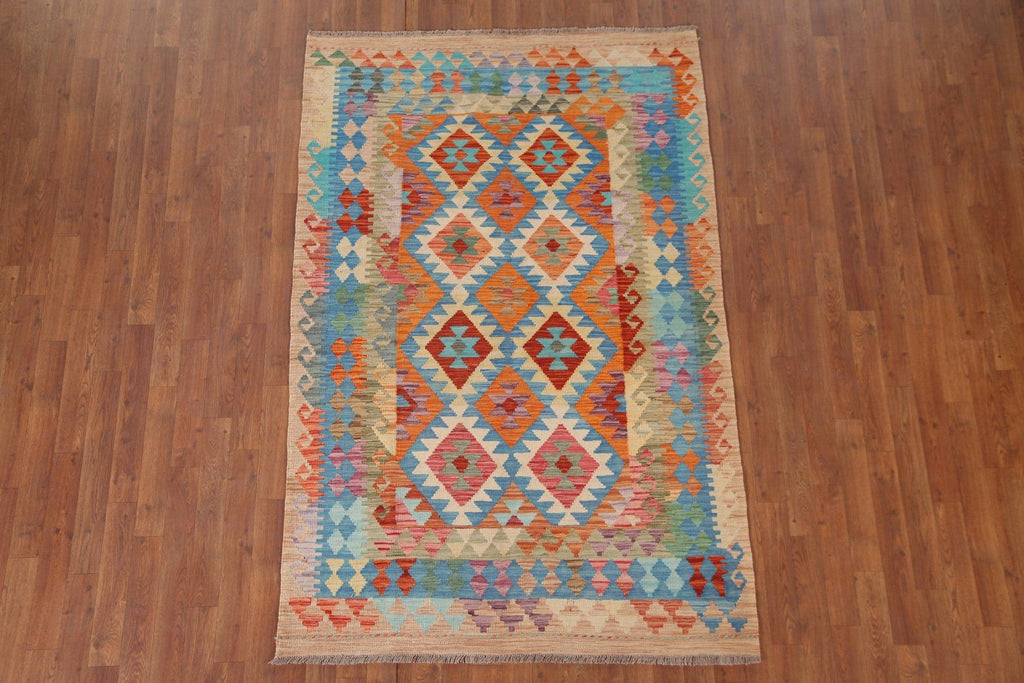 Kilim Reversible Wool Area Rug 4x6