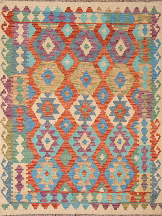 Reversible Wool Kilim Oriental Area Rug 5x6