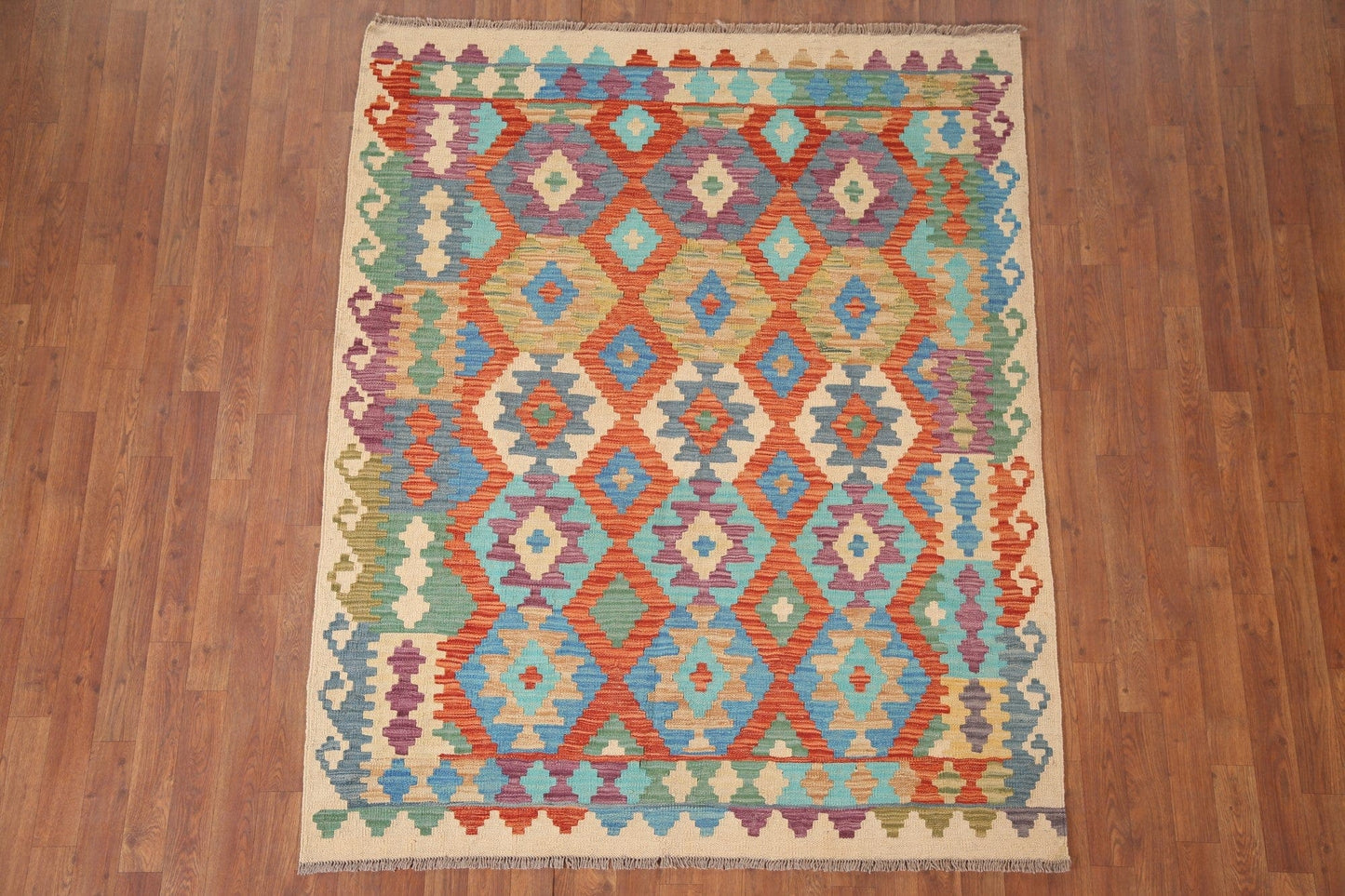 Reversible Wool Kilim Oriental Area Rug 5x6