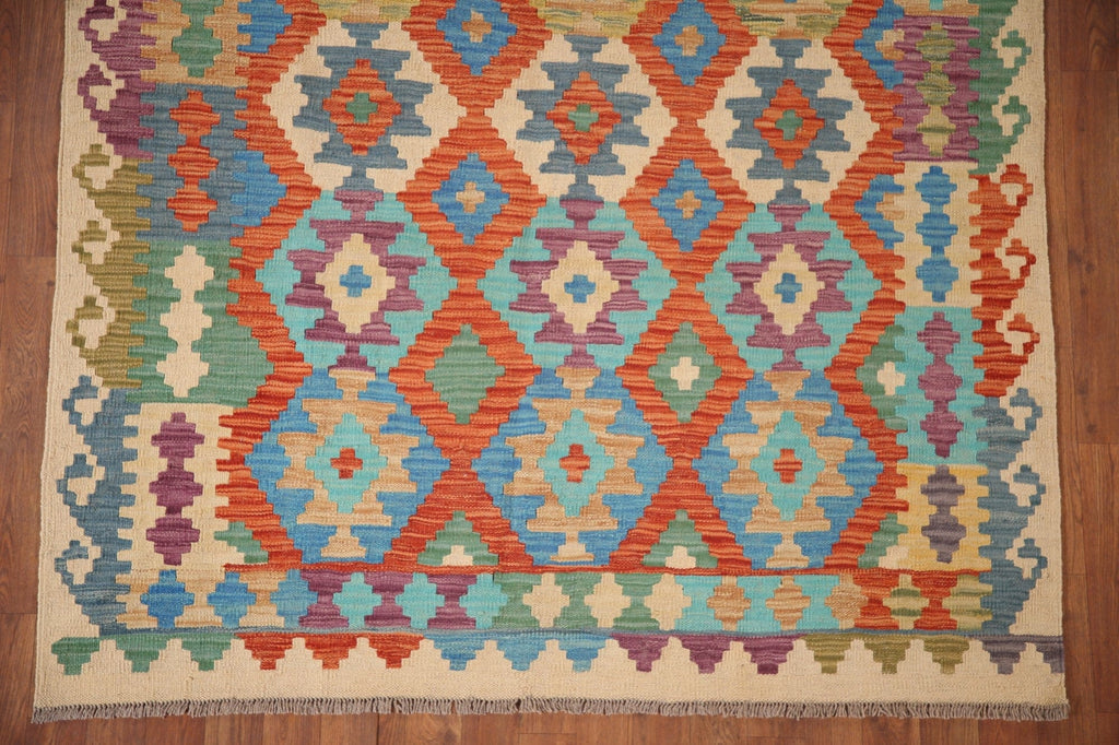 Reversible Wool Kilim Oriental Area Rug 5x6