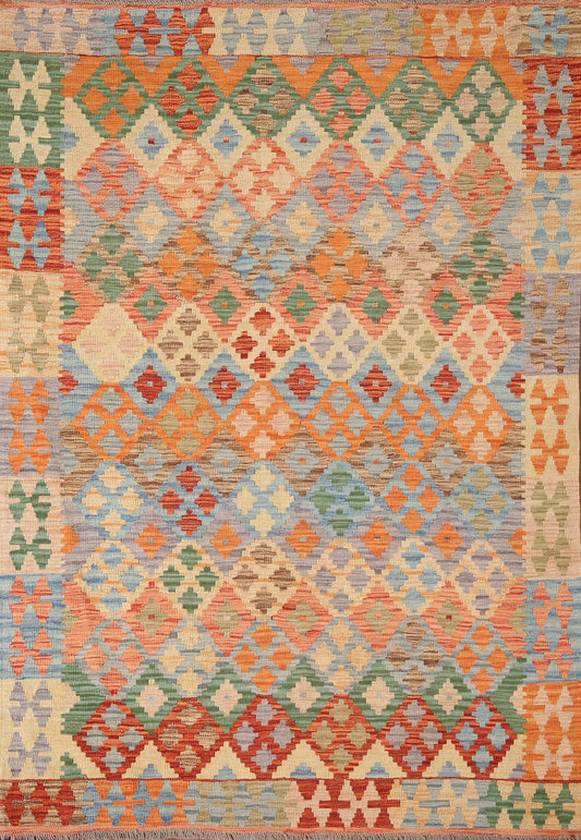 Kilim Reversible Wool Area Rug 5x7