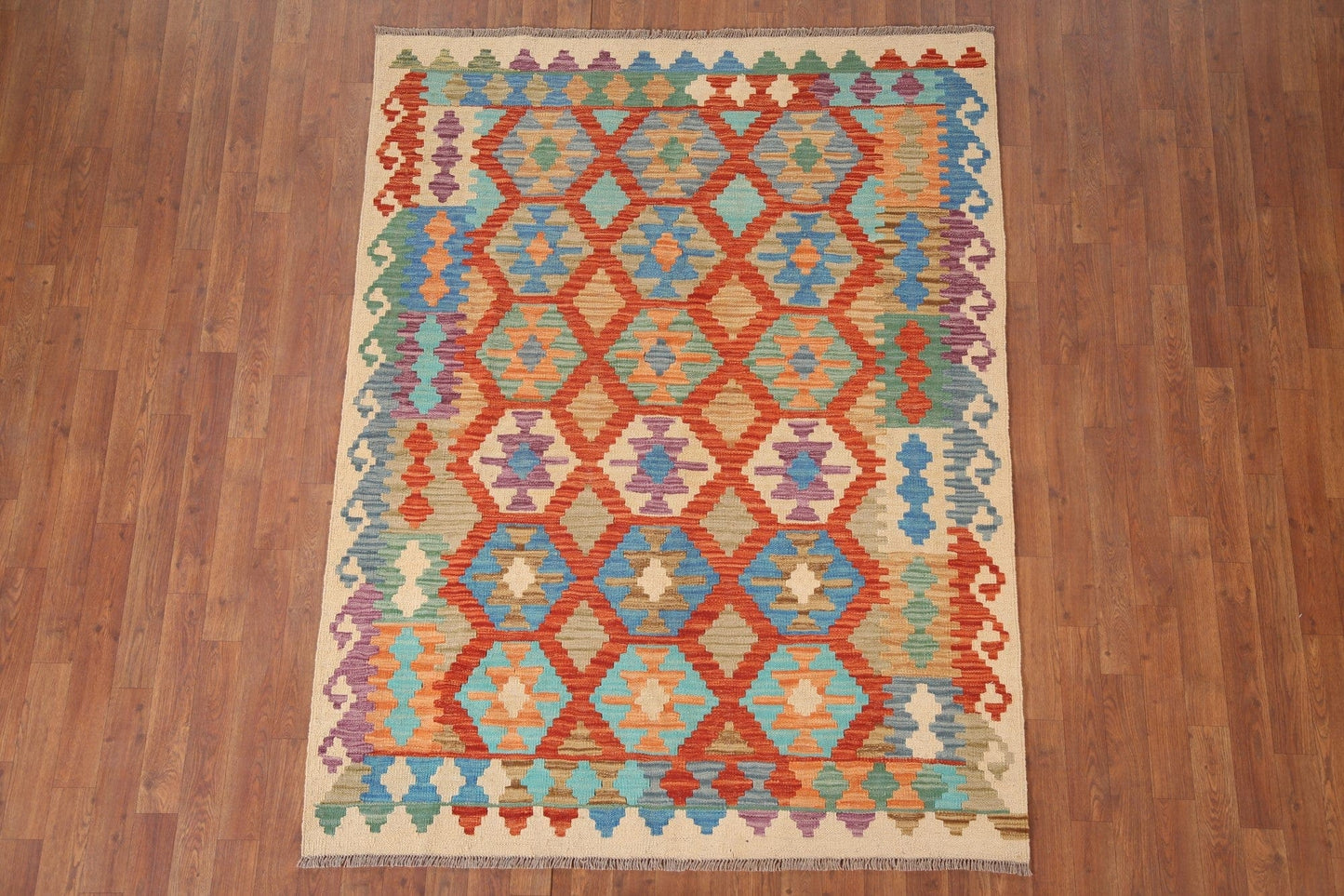 Reversible Wool Kilim Oriental Area Rug 5x6