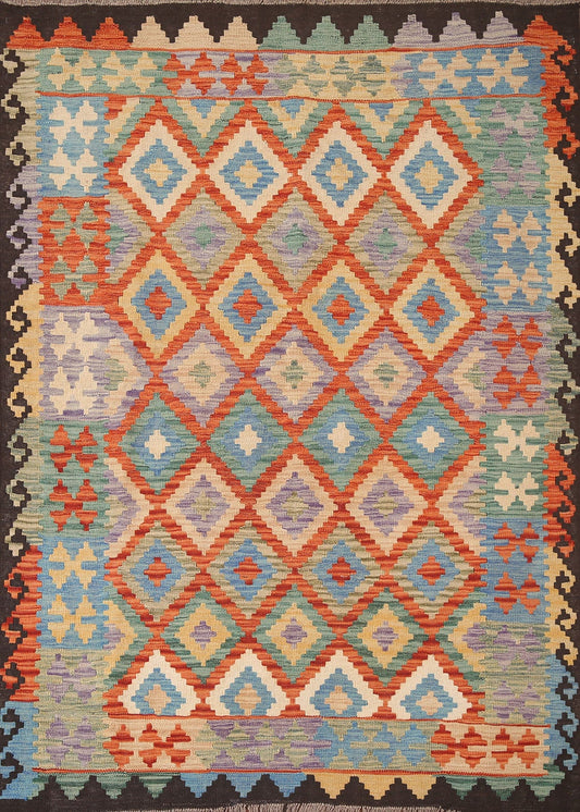 Kilim Reversible Wool Area Rug 5x6