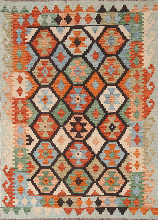 Kilim Reversible Wool Area Rug 5x6