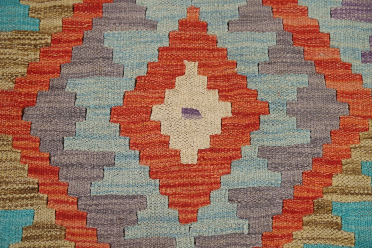 Geometric Kilim Reversible Wool Area Rug 5x6