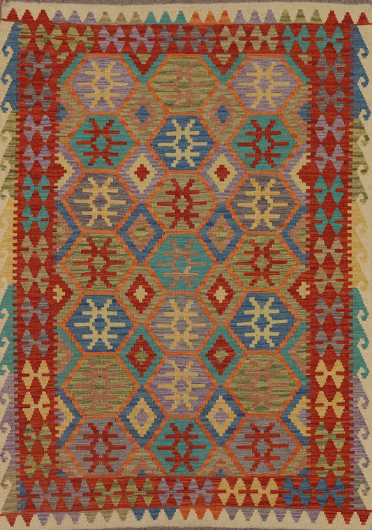 Reversible Wool Kilim Oriental Area Rug 5x7