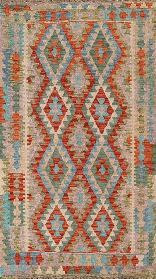 Reversible Wool Kilim Oriental Area Rug 4x7