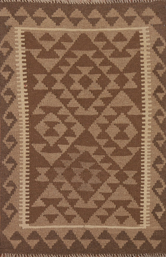 Reversible Wool Kilim Geometric Area Rug 3x4