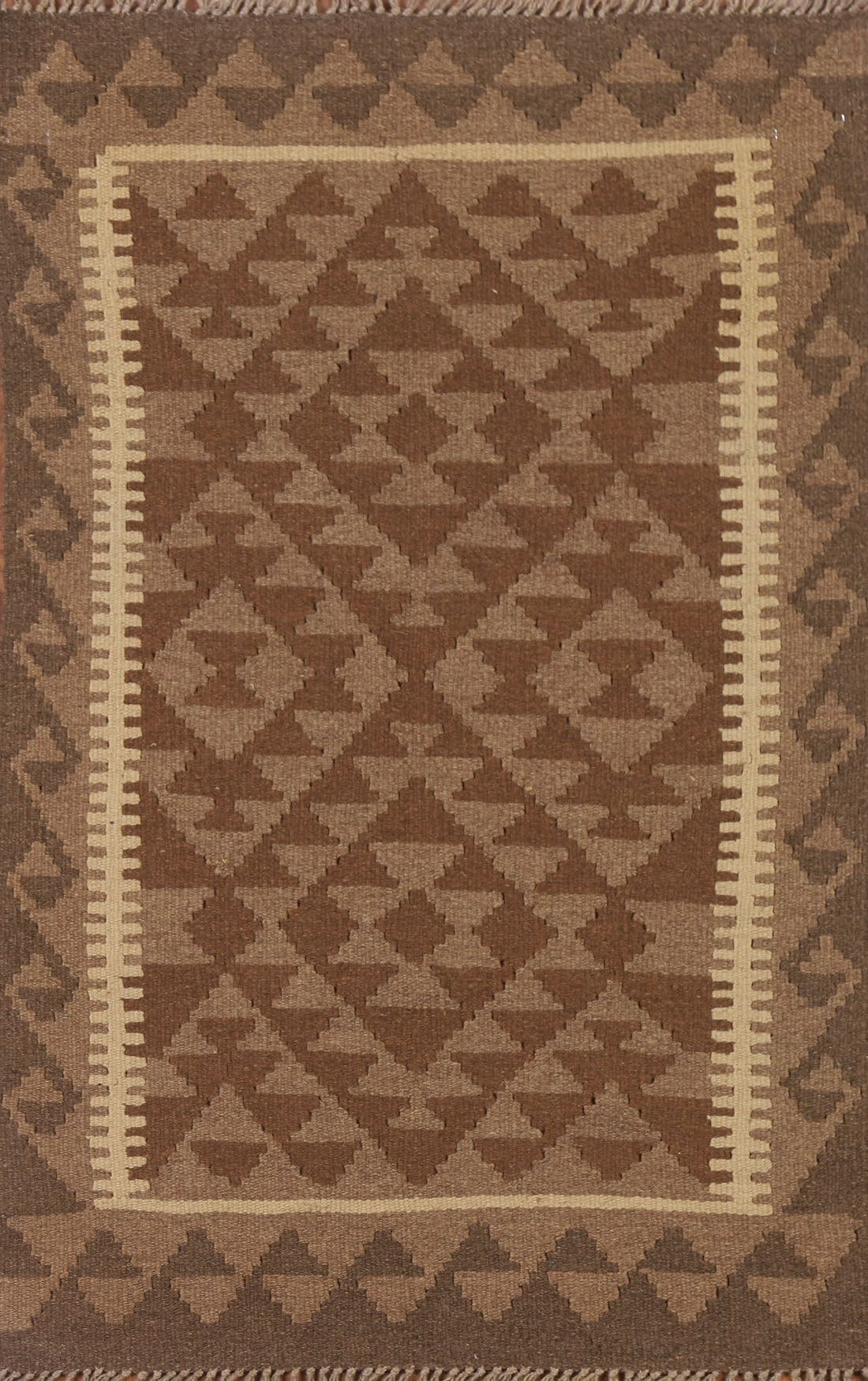 Brown Kilim Reversible Wool Rug 3x4