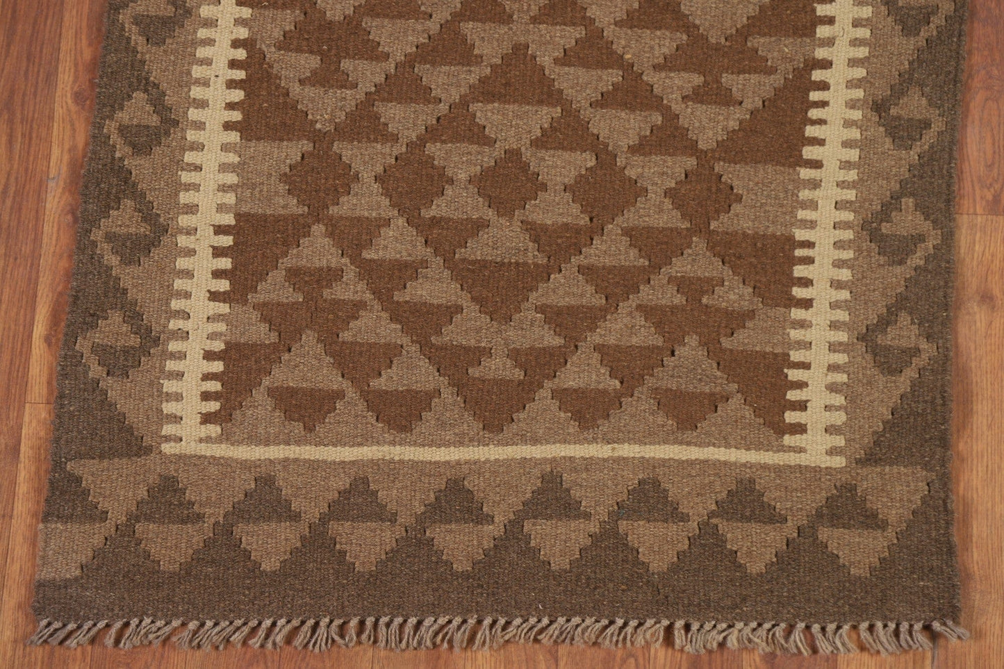 Brown Kilim Reversible Wool Rug 3x4