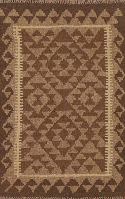 Geometric Kilim Reversible Wool Rug 3x4