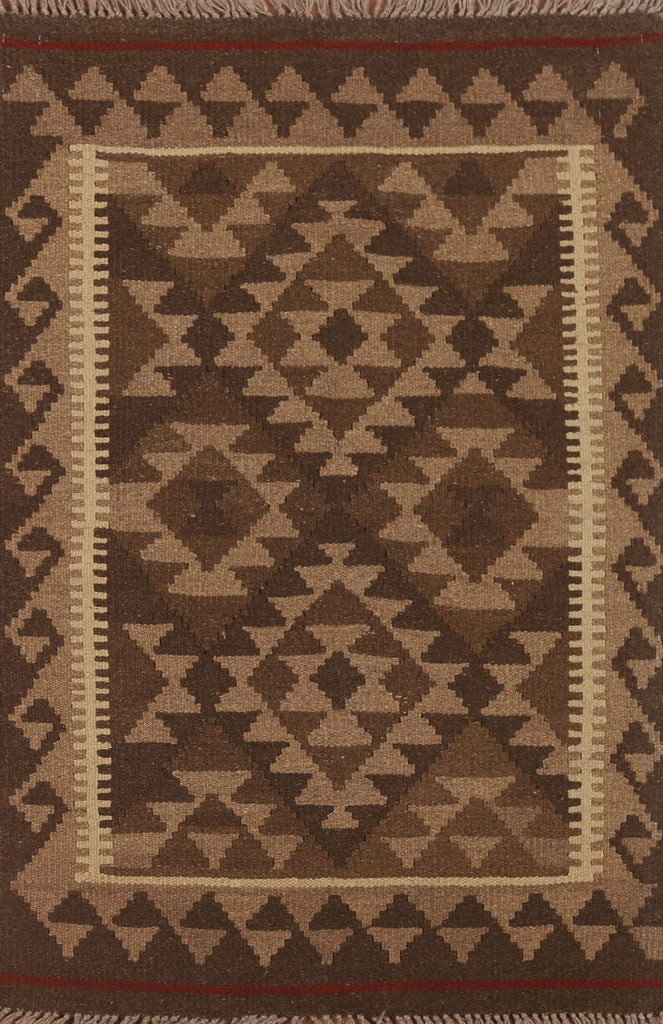 Brown Kilim Oriental Area Rug 3x4