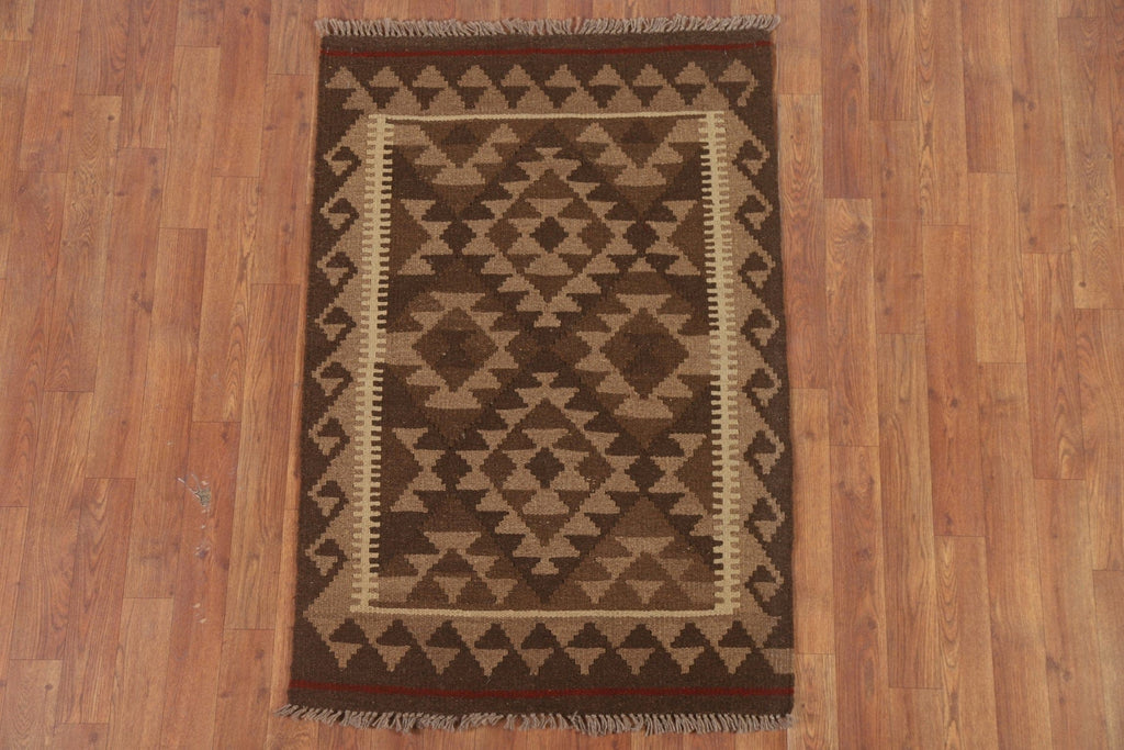 Brown Kilim Oriental Area Rug 3x4