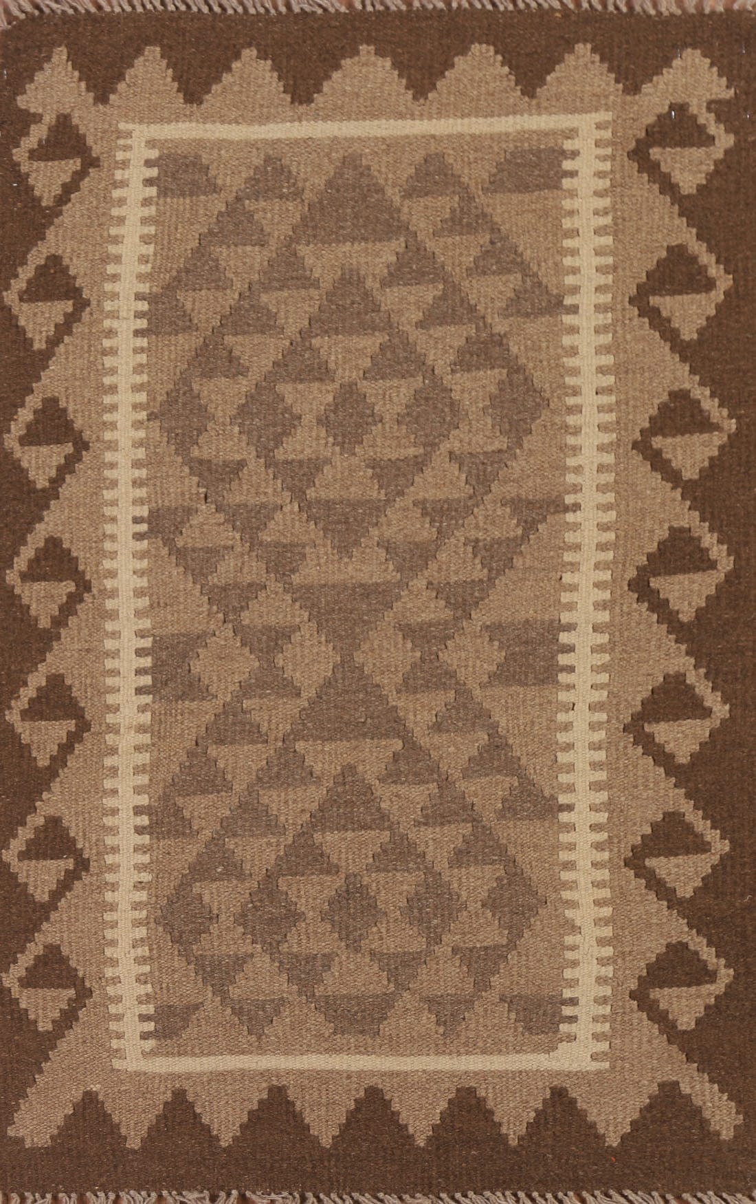 Geometric Kilim Reversible Wool Rug 3x4