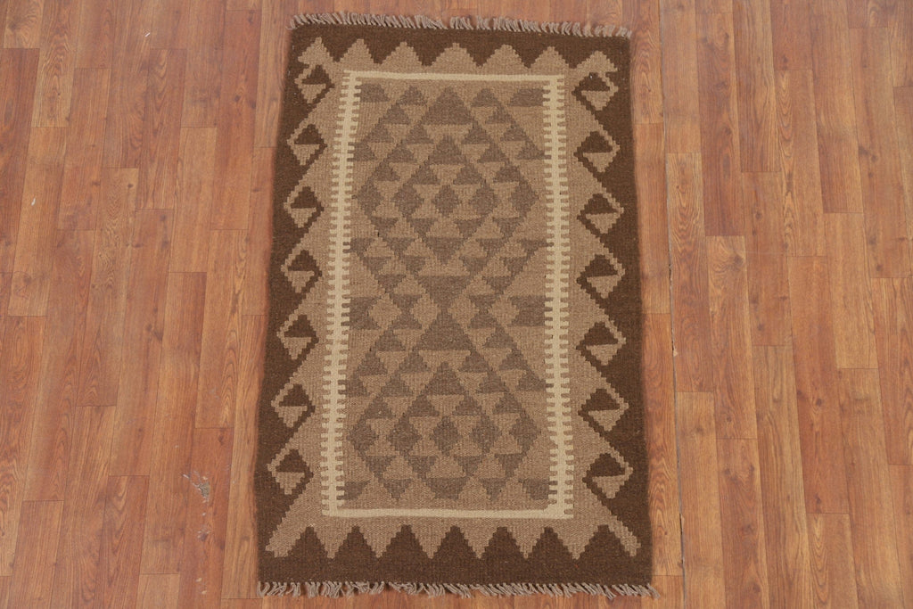 Geometric Kilim Reversible Wool Rug 3x4