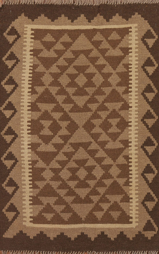 Geometric Wool Kilim Oriental Area Rug 3x4