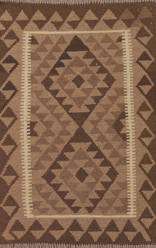 Geometric Kilim Reversible Wool Area Rug 3x4