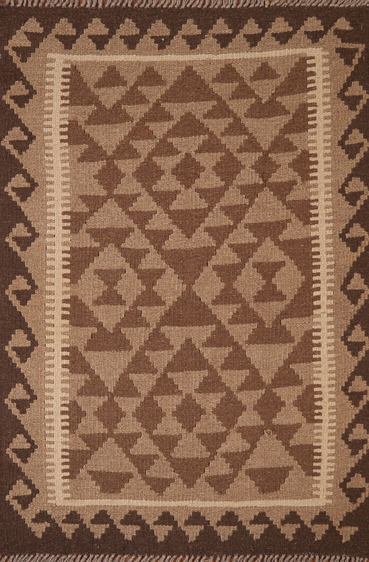 Geometric Kilim Reversible Wool Area Rug 3x4