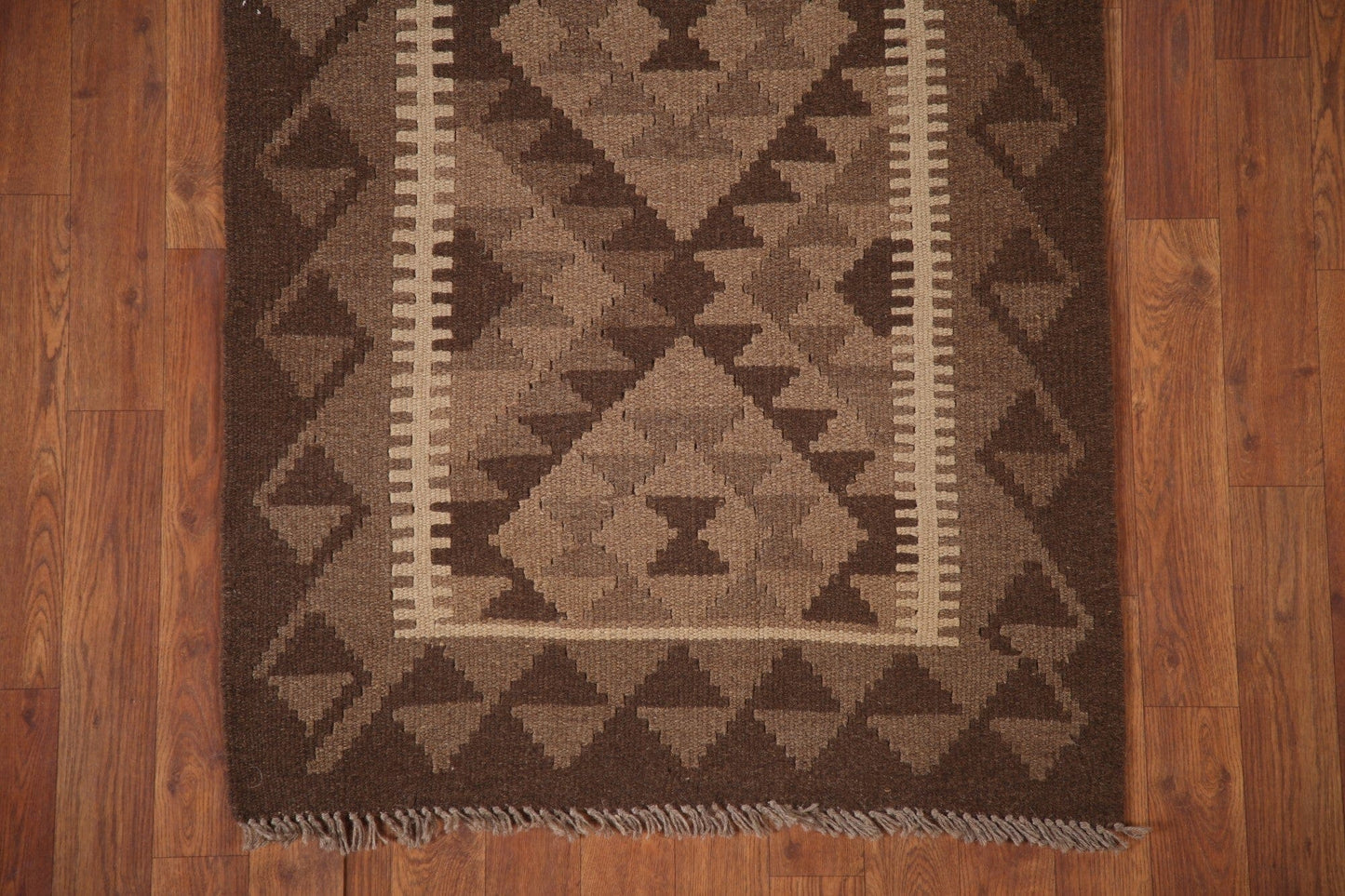 Geometric Brown Kilim Oriental Area Rug 3x4