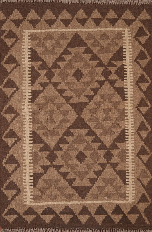 Brown Kilim Reversible Wool Rug 3x4