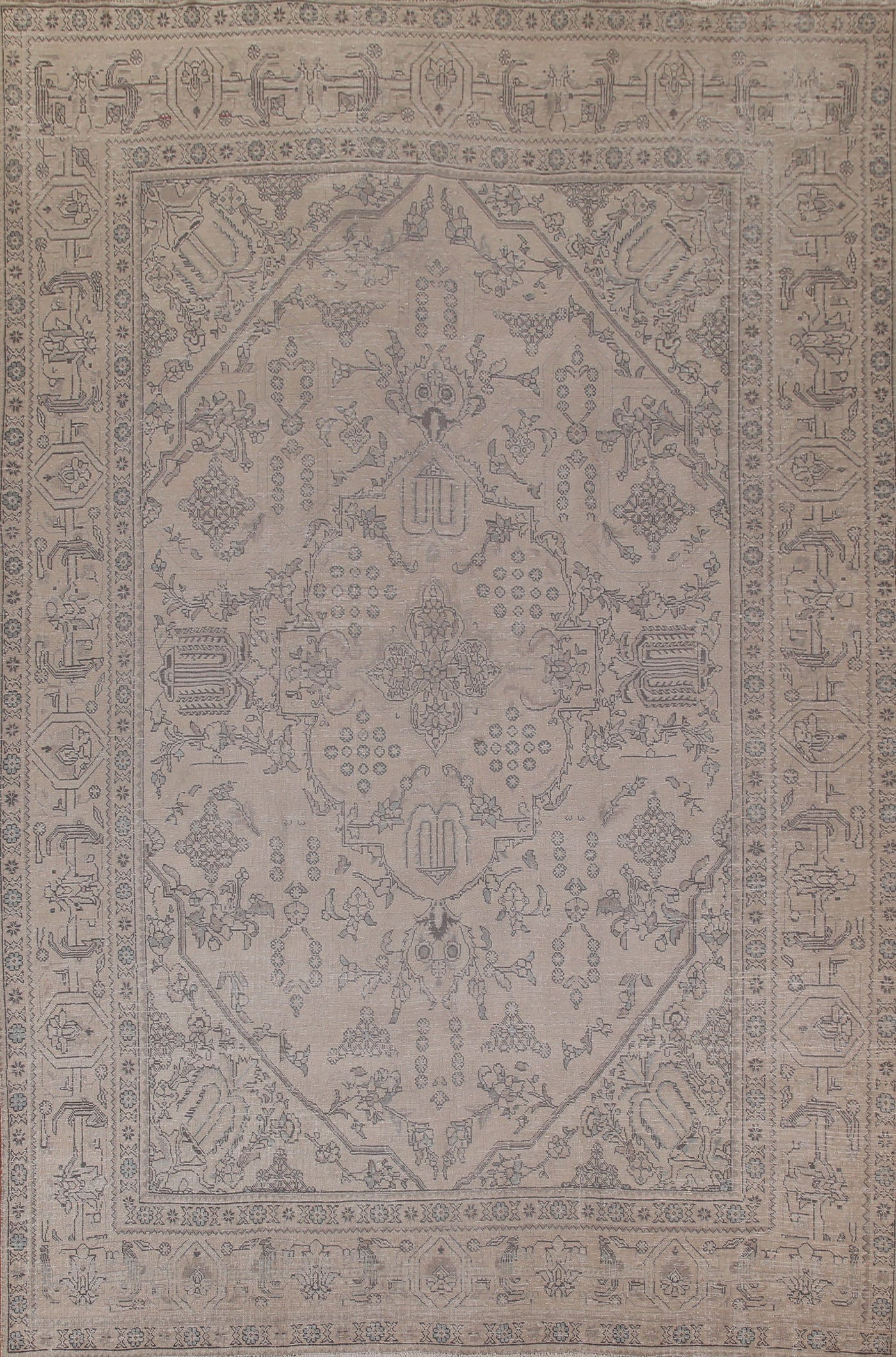 Muted Distressed Tabriz Persian Area Rug 9x12