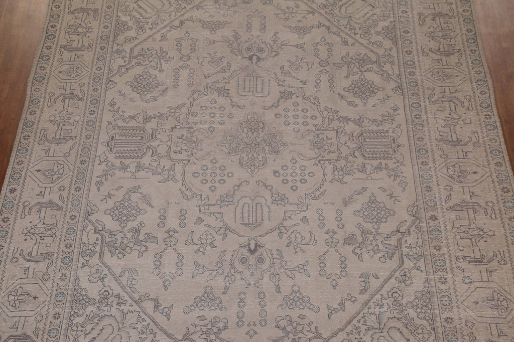 Muted Distressed Tabriz Persian Area Rug 9x12