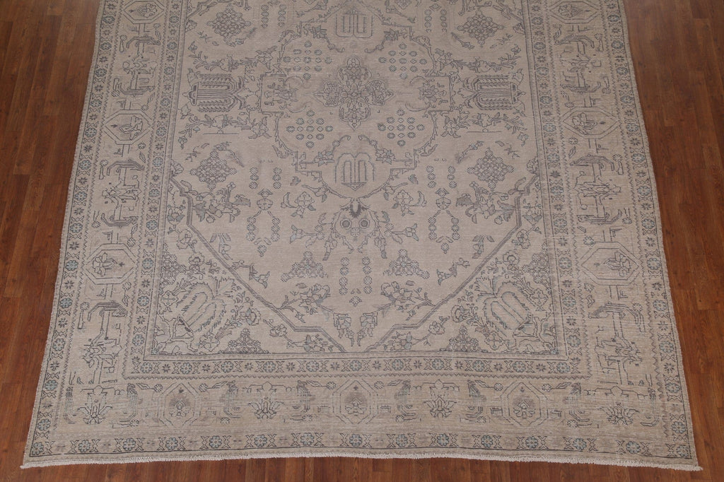 Muted Distressed Tabriz Persian Area Rug 9x12