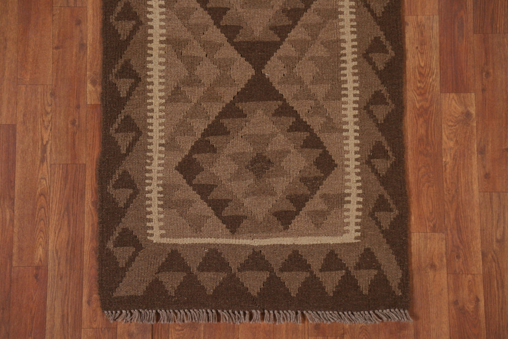 Brown Wool Kilim Oriental Area Rug 3x4